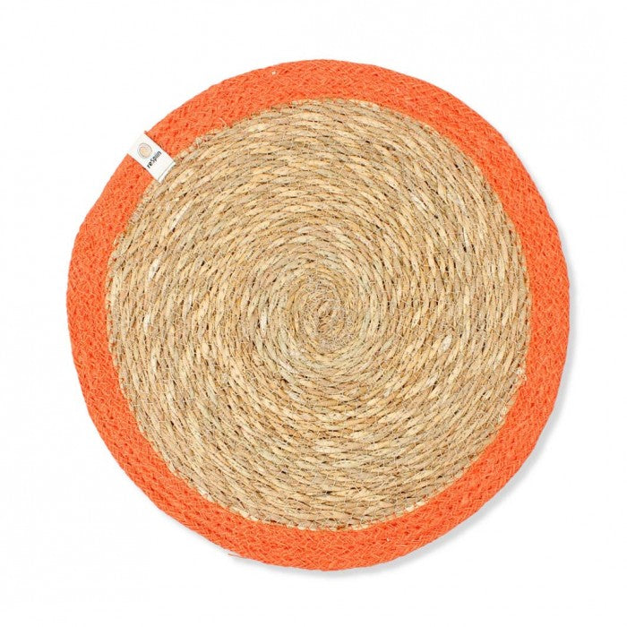 Natural / orange Seagrass & jute table mat 