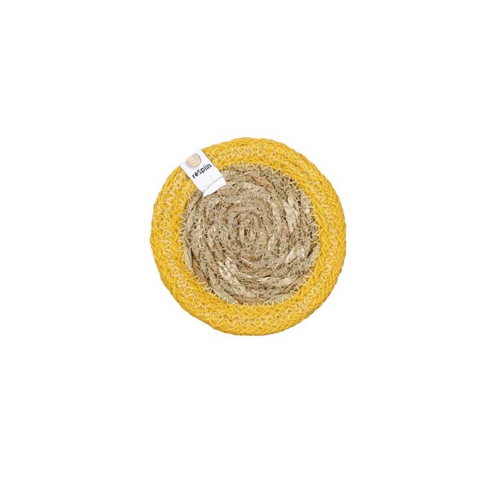 Natural yellow seagrass & jute coaster