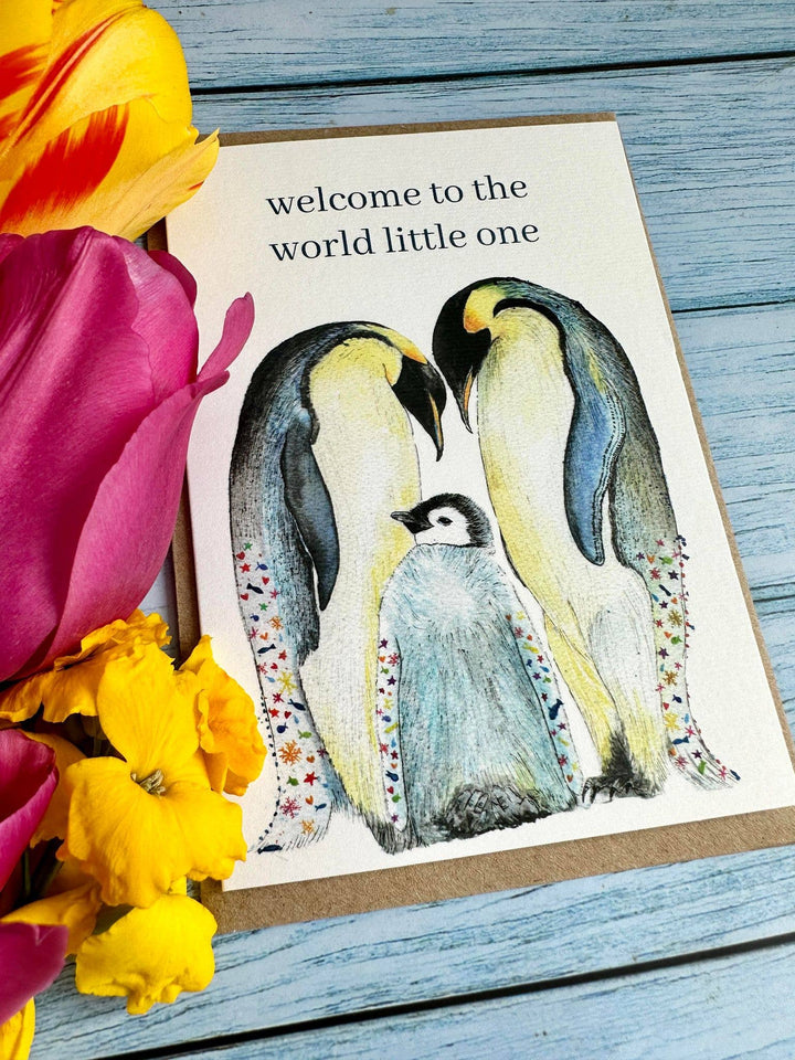 New Baby Card with penguins