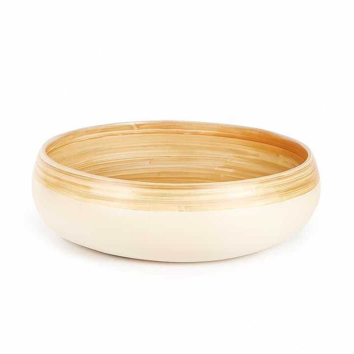 Off White Large Bamboo Serving Bowl 