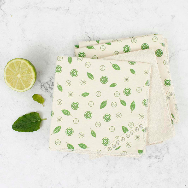 Organic Cotton Mint Leaf Unpaper Towels - Pack of 5