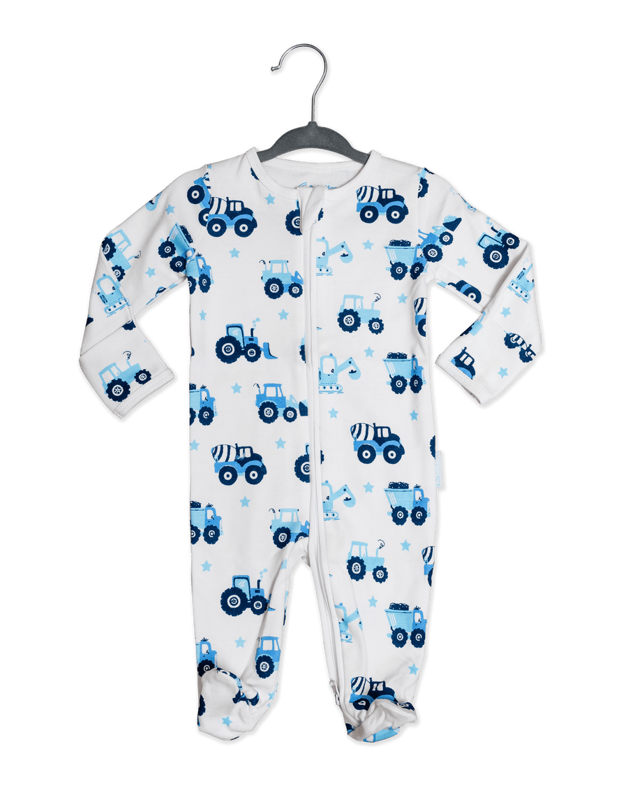Organic Cotton Sleepsuit-Vehicle: Trucks