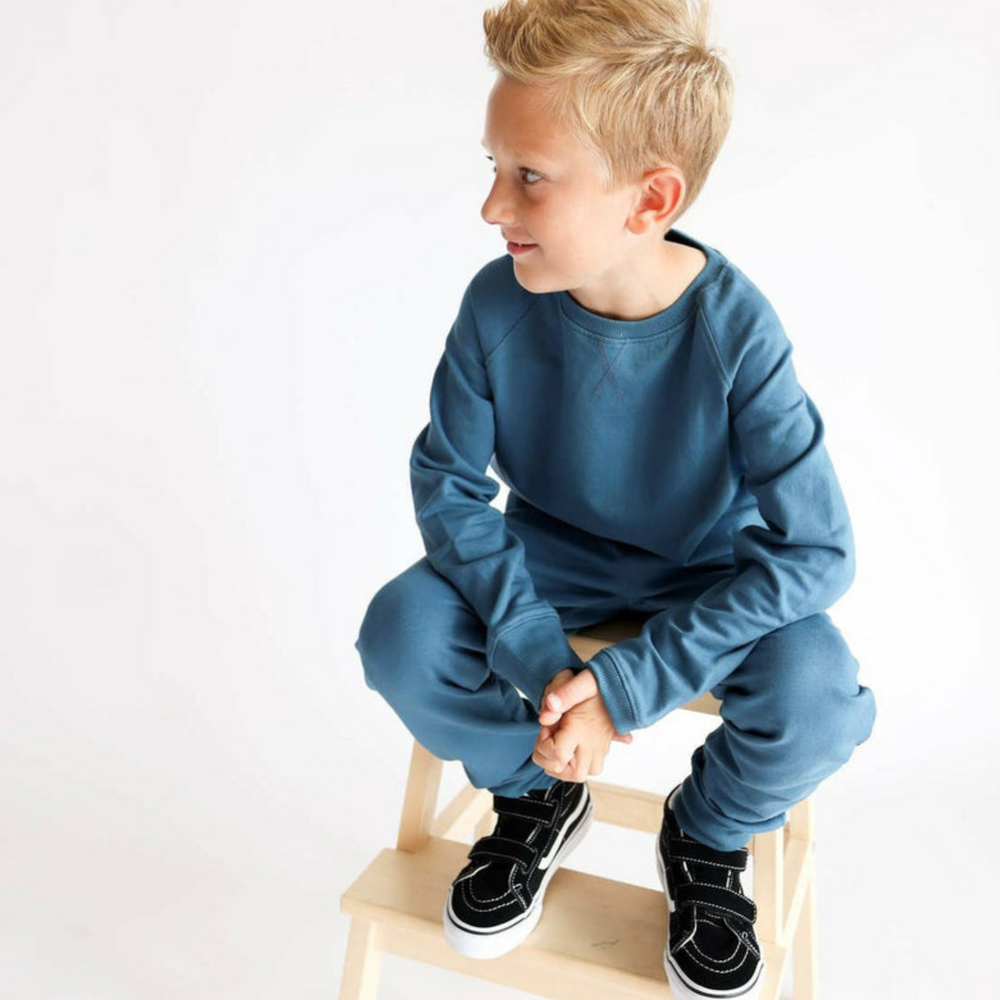 Crew Neck Sweatshirt - Steel Blue - The Eco Boutique