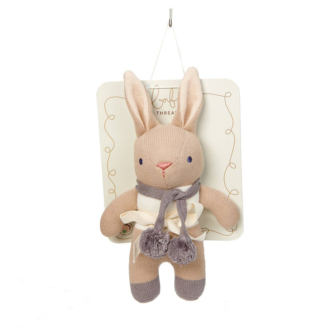 Organic baby rattle bunny in taupe