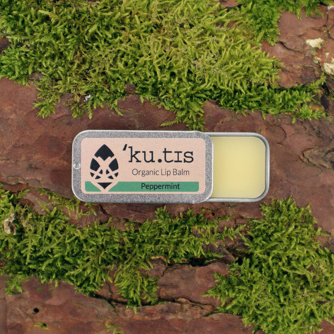 Organic Peppermint Lip Balm in a slider tin