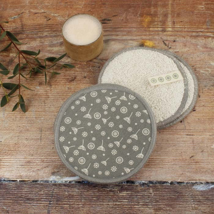 Organic Reusable Facial Pads with Meadow Print 