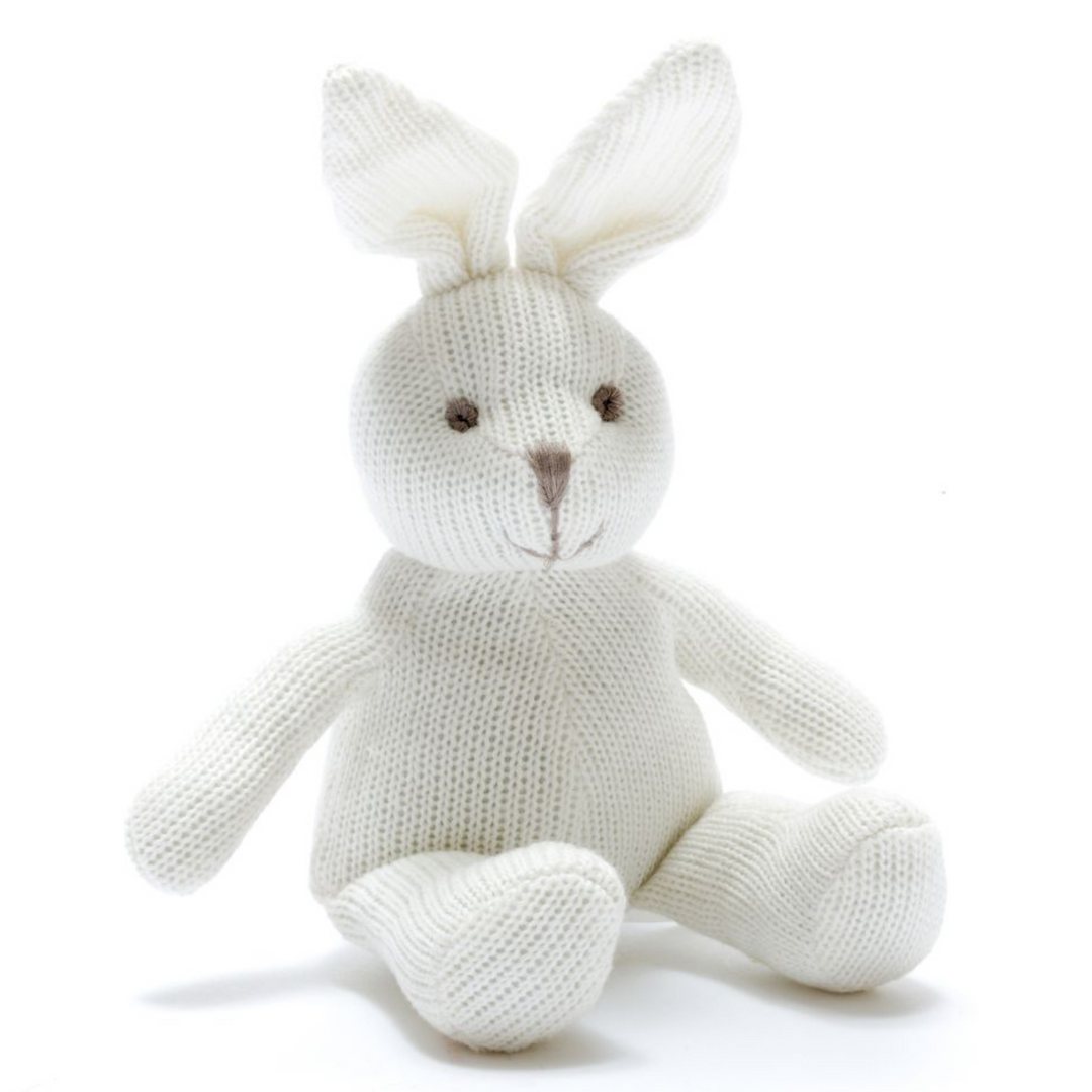 Organic Baby Bunny Rattle  White - The Eco Boutique