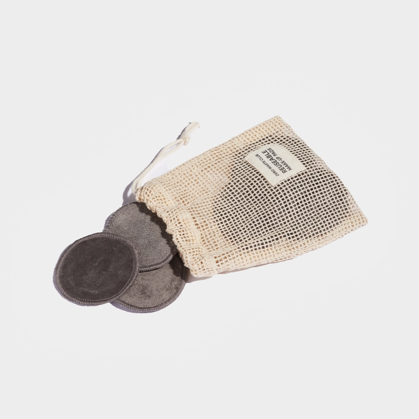 Grey Organic Reusable Cotton Makeup Remover Pads - Pack of 16