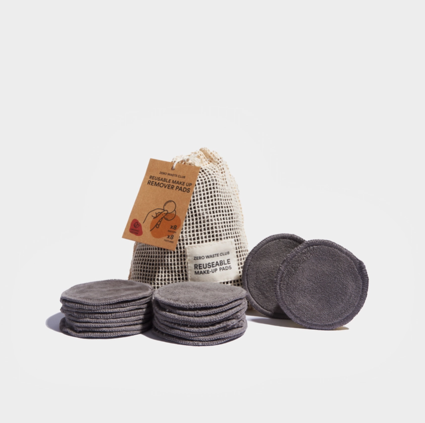 Grey Organic Reusable Cotton Makeup Remover Pads - Pack of 16