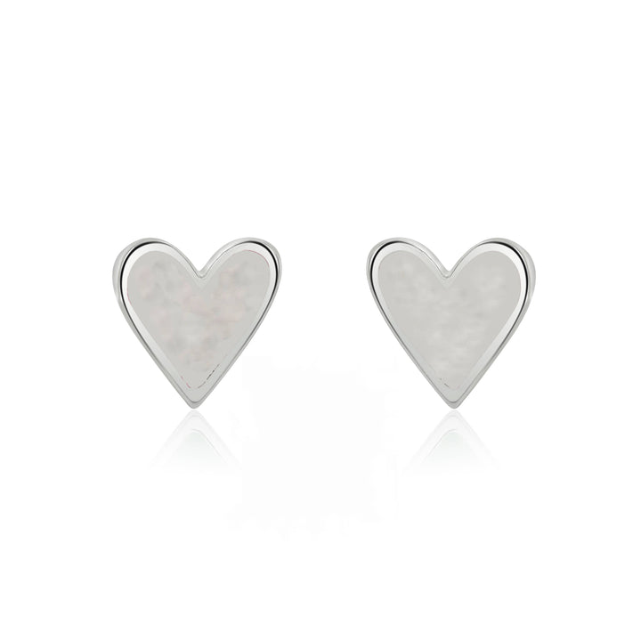 Coral & mint Pearlescent Mini Heart Enamel Studs