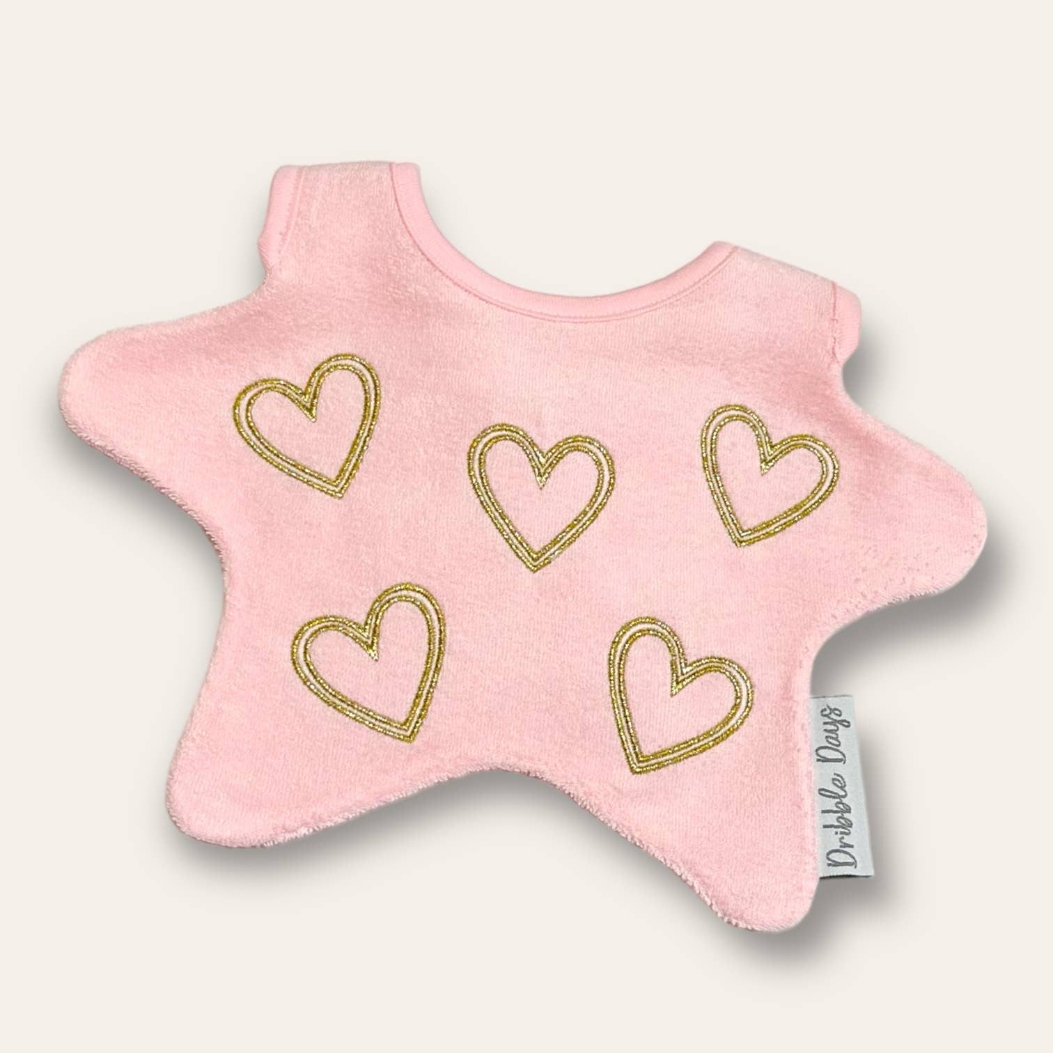 Dribble days pink bib with hearts
