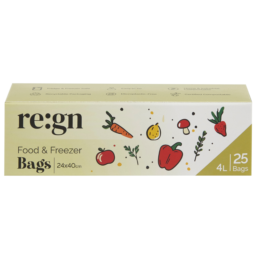 Compostable &amp; Biodegradable 4L Food and Freezer Bags – 25 Bags per Roll