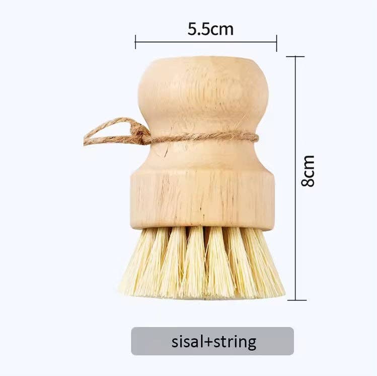 Wooden brush with bristles, dimensions labeled, on a white background