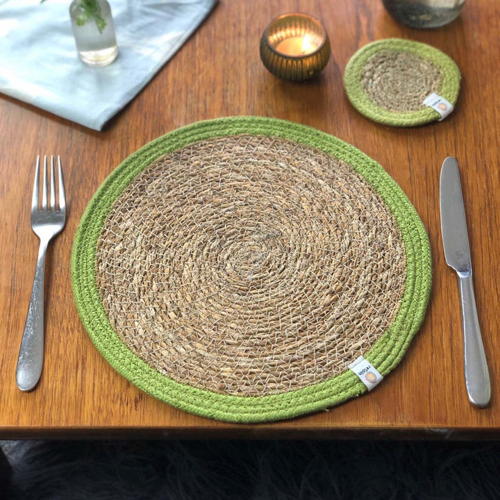 Seagrass and Jute Tablemat – Natural/Green