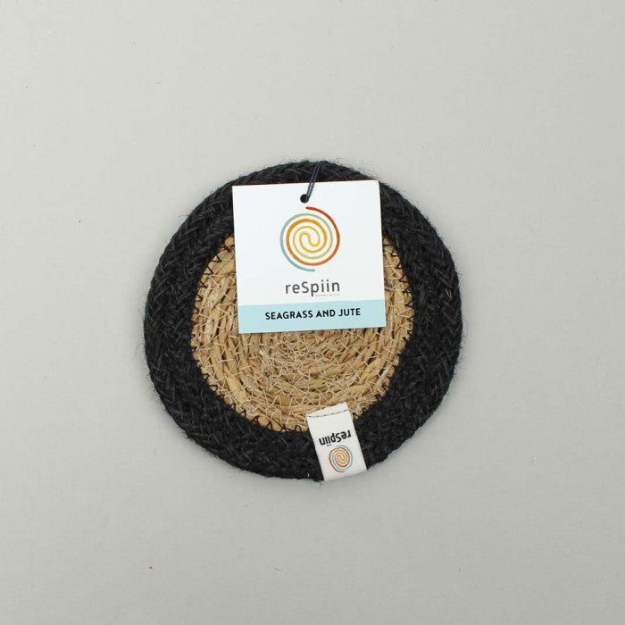 Respiin Natural black Seagrass & jute coaster