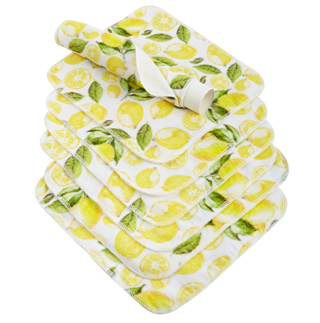 Reusable Kitchen Roll towel with lemon pattern on a white background