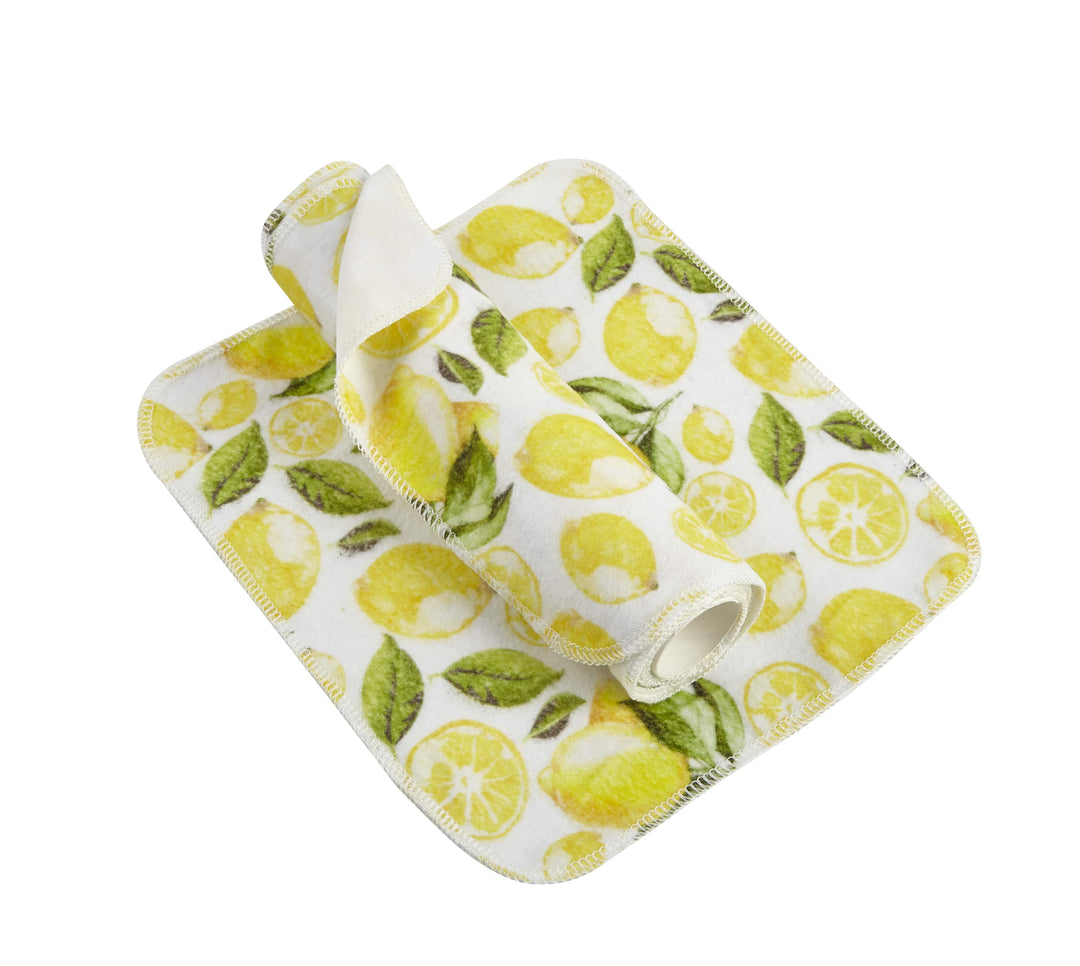 Reusable Kitchen Roll towel with lemon pattern on a white background