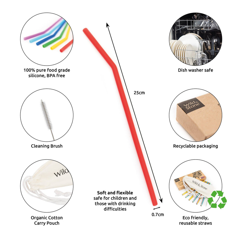 Reusable silicone straw from Wild & Stone.