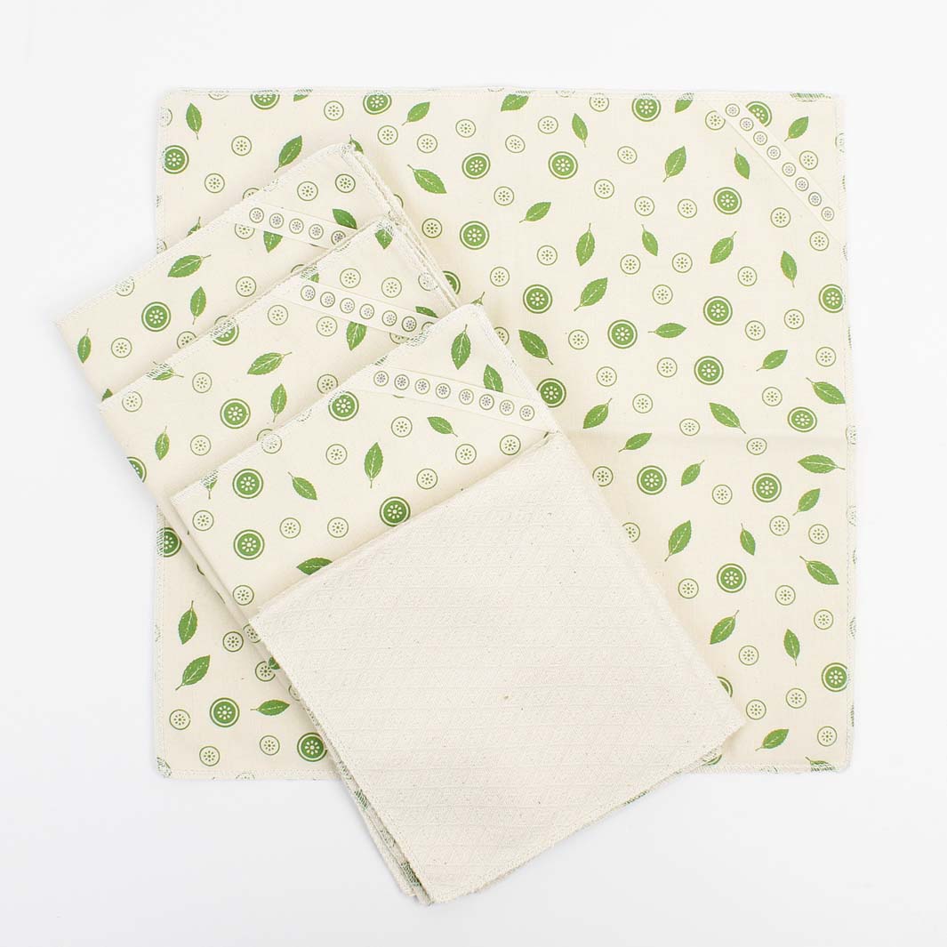 Organic Cotton Unpaper Towels - Mint Leaf - Pack of 5