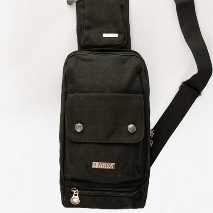 Sativa Hemp Sling Bag In Black