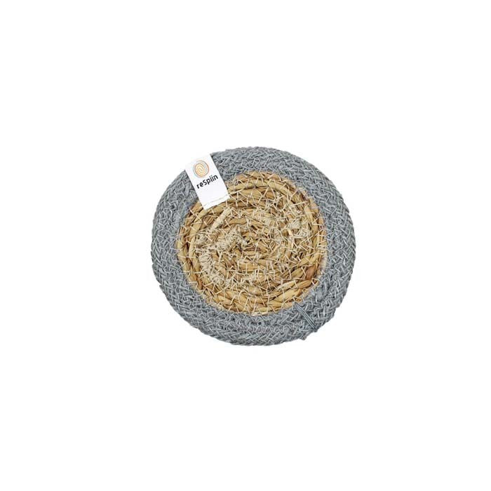 Respiin Natural Seagrass and Jute Coaster Round Grey - The Eco Boutique 