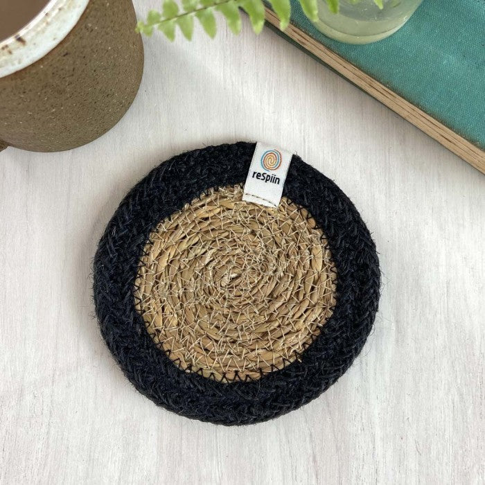 Seagrass & jute coaster natural/ black