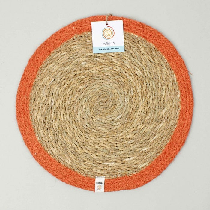 Seagrass & jute table mat Natural / orange