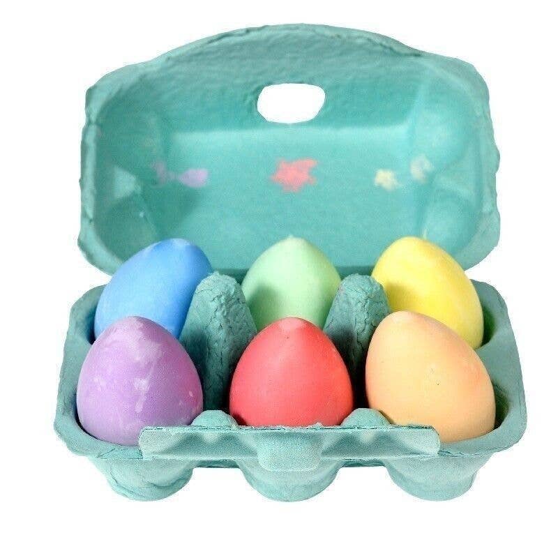 Six Coloured Street Chalk Eggs and egg box.