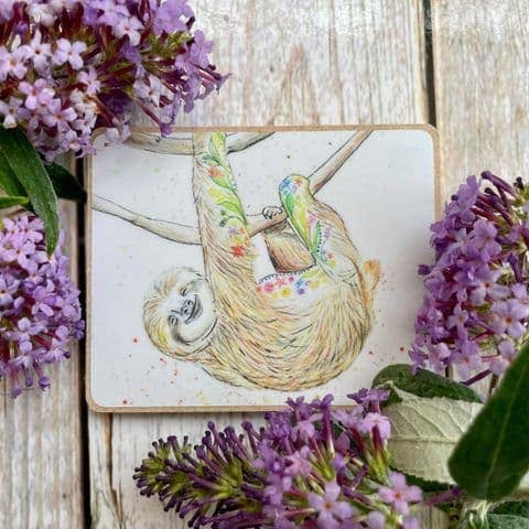 Sloth wooden fridge magnet