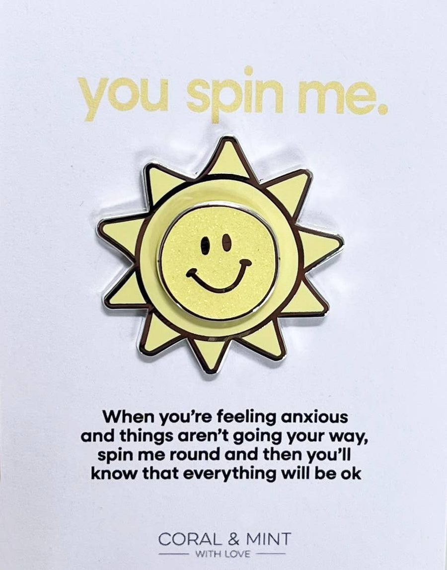 Sunshine Spinning Enamel Brooch for anxiety relief.