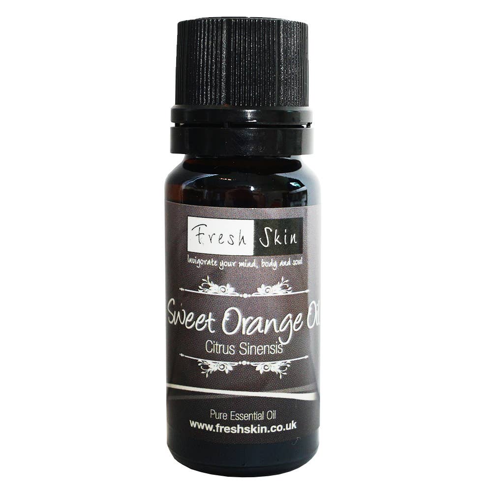 Bottle of Fresh Skin Sweet Orange Oil on a white background