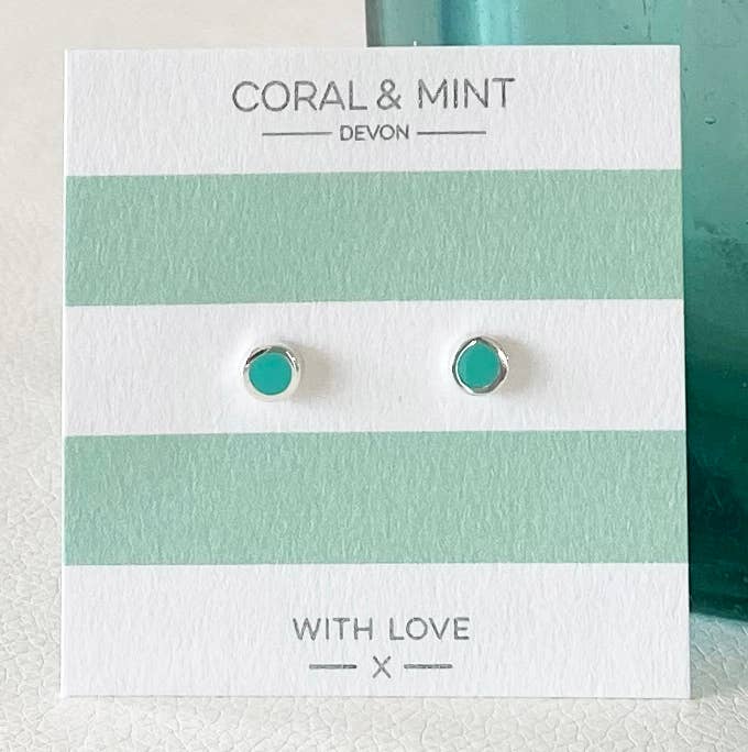Turquoise circular enamel studs by Coral & Mint
