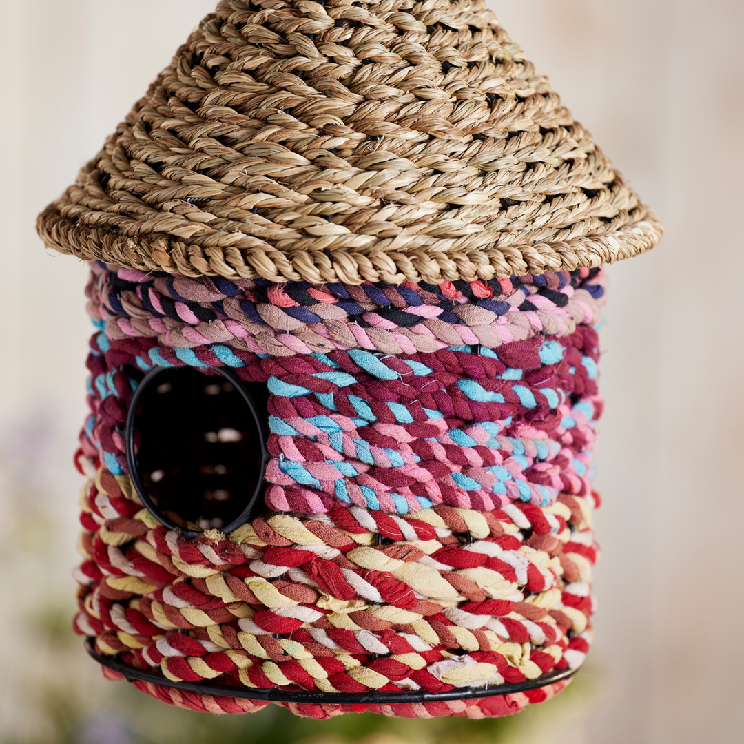 Grass & Recycled Sari Birdhouse