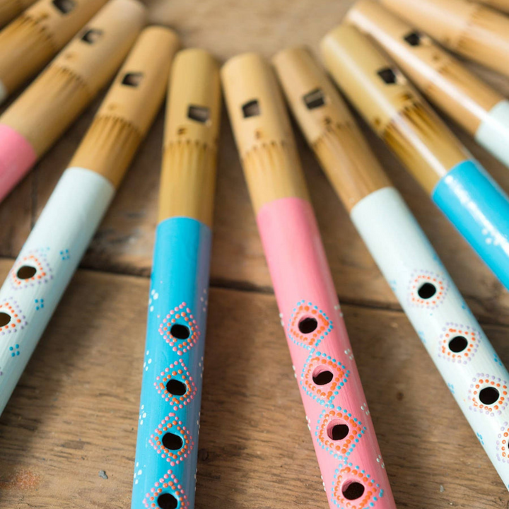 Pastel Bamboo Flutes (Blue, Pink, White)