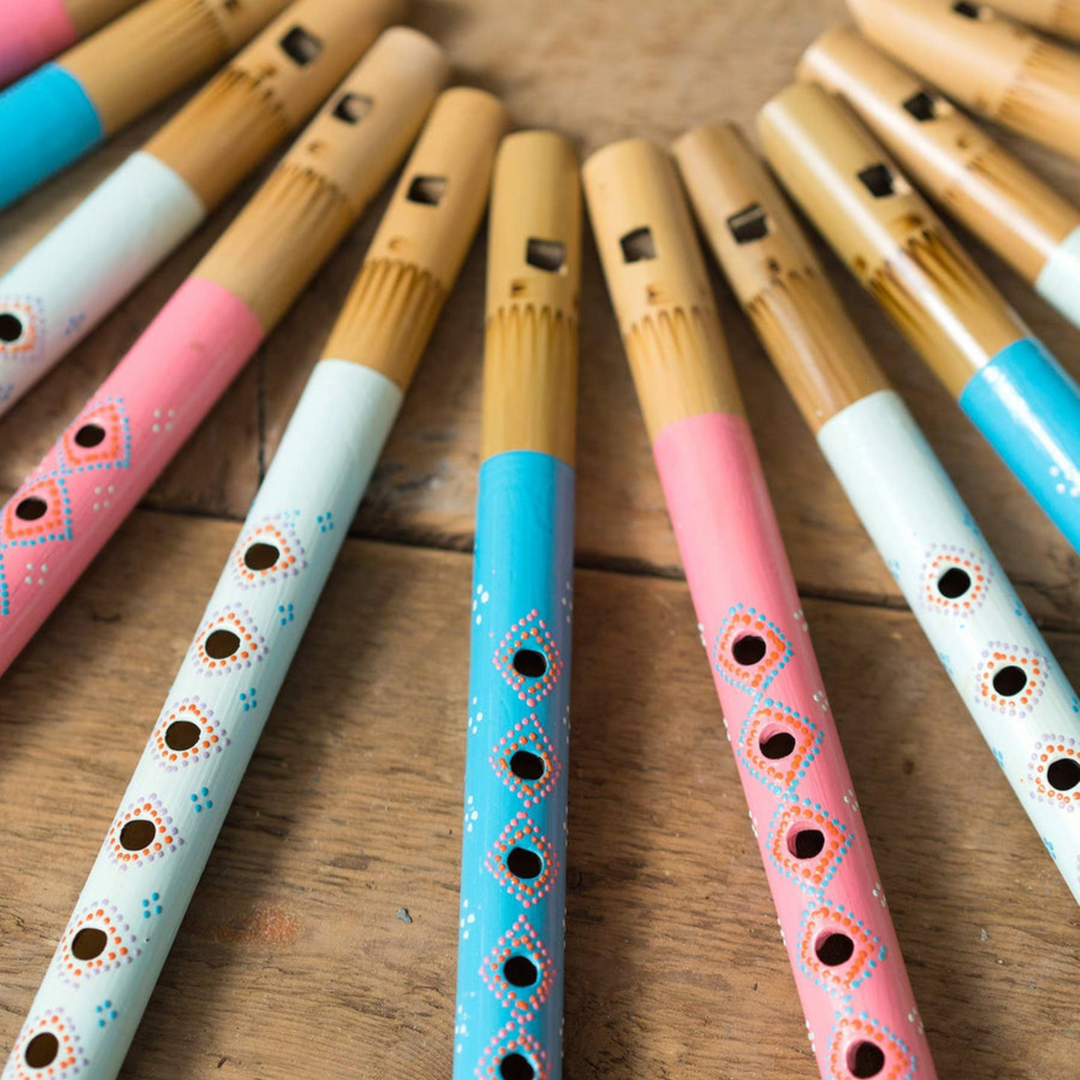 Pastel Bamboo Flutes (Blue, Pink, White)