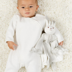 Bunny Comforter Blanket Friend in Grey Ombre Stripe