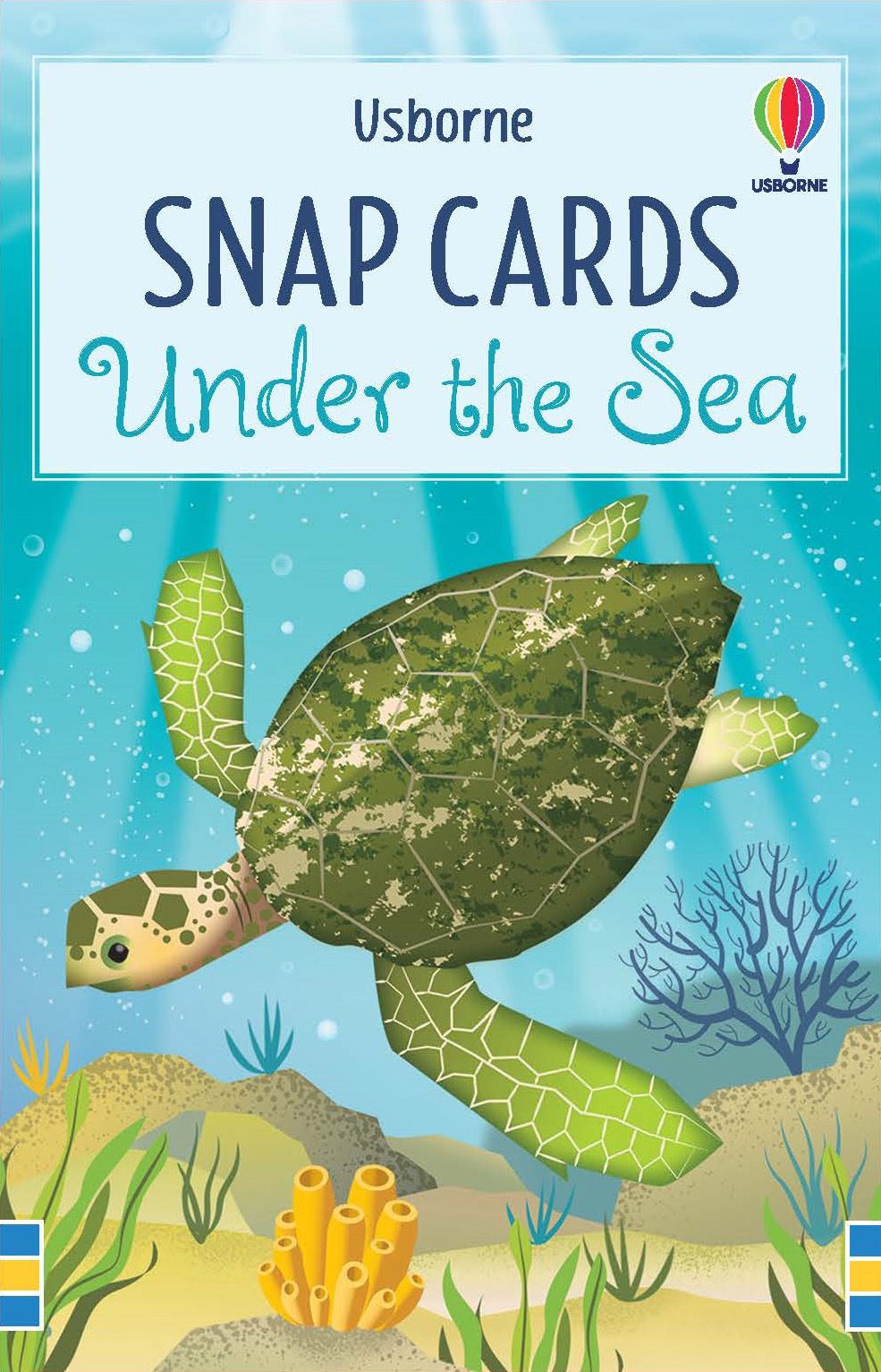 Usborne Snap Cards Under the Sea with a turtle illustration on a blue underwater background