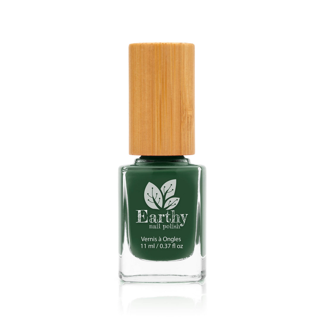 Forever Green Earthy Nail Polish On a White Background