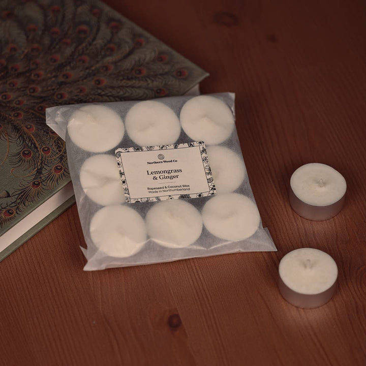 Lemongrass and Ginger Tea Lights Rapeseed Coconut wax