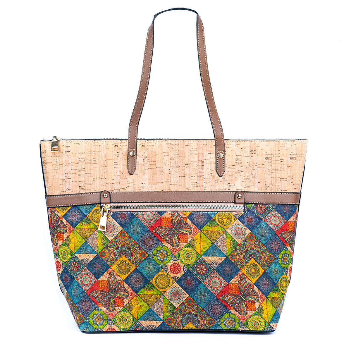 Women's Chic Natural Cork Tote Bag with Butterfly Design