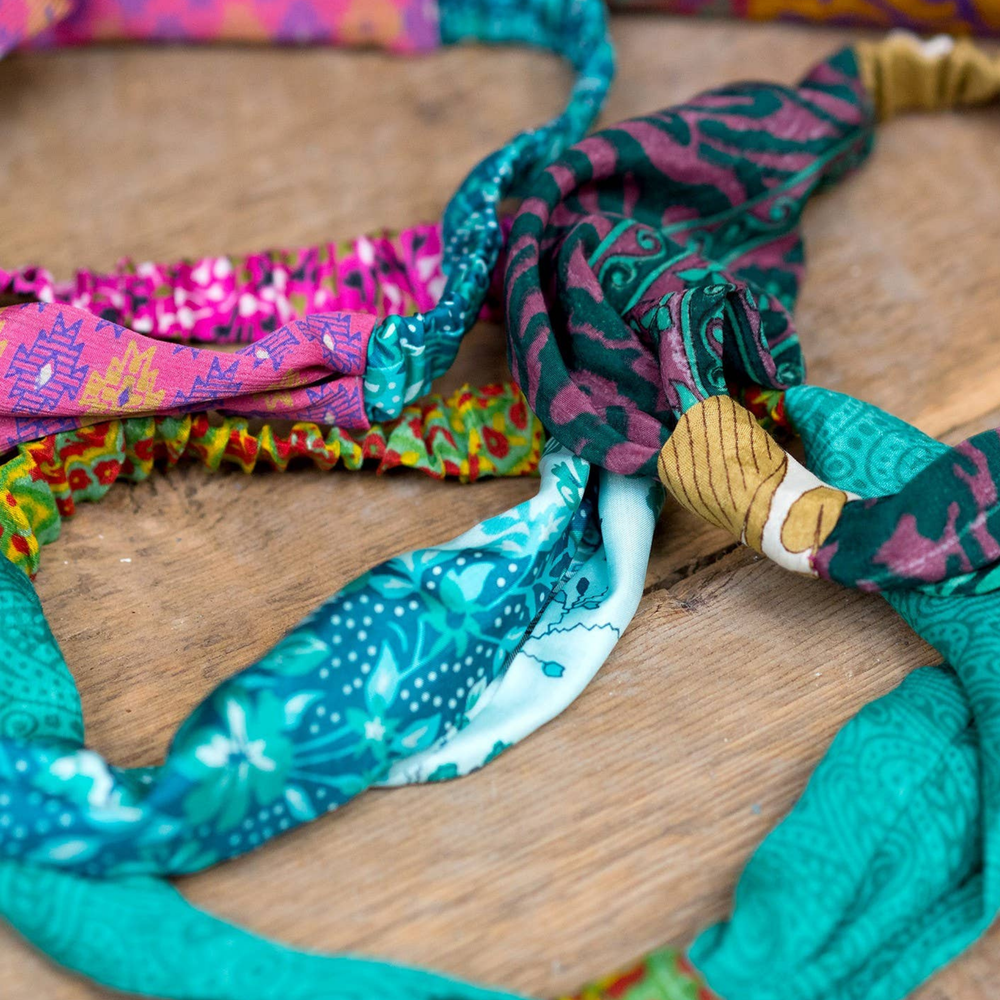 Womens Colourful  Recycled Sari Headband With Knot