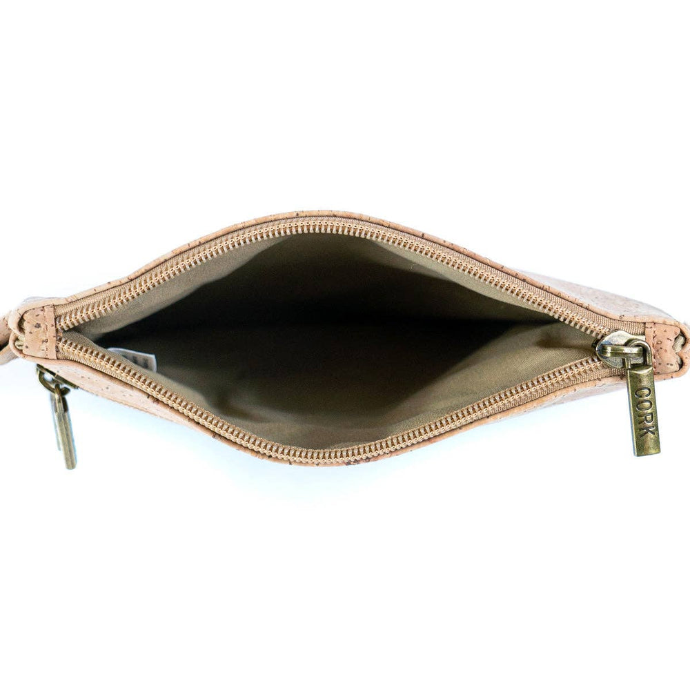 Women's Cork Double Zip Flower print Crossbody Bag