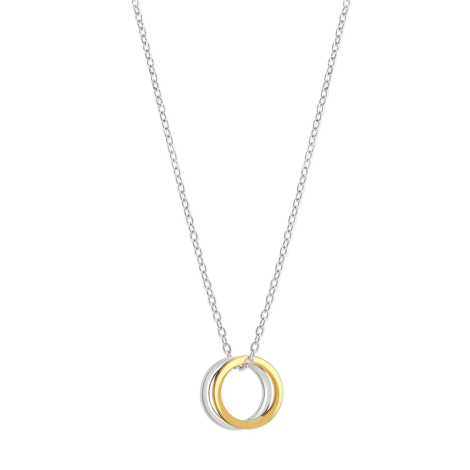 Double Eternity Necklace. Silver chain with silver and gold disc - The Eco Boutique 