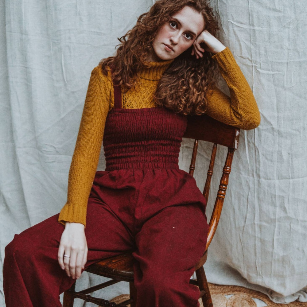 Womens Hemp Jumpsuit in burgundy 