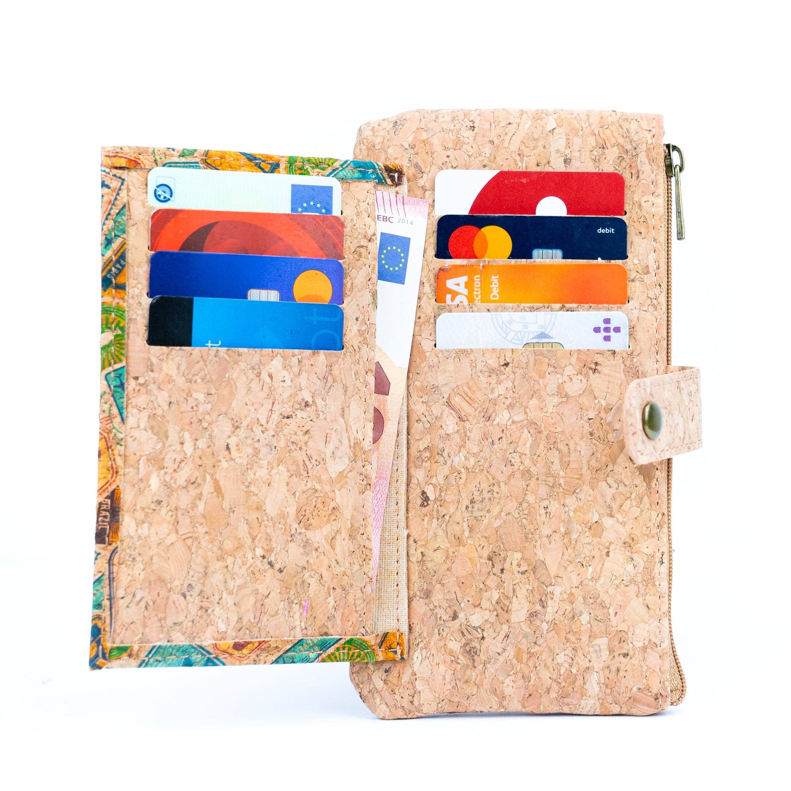 Womens Sleek Vegan Cork purse with card pockets.