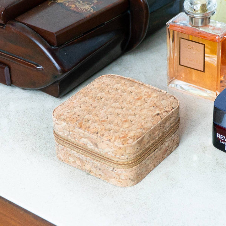 Womens square cork jewellery box