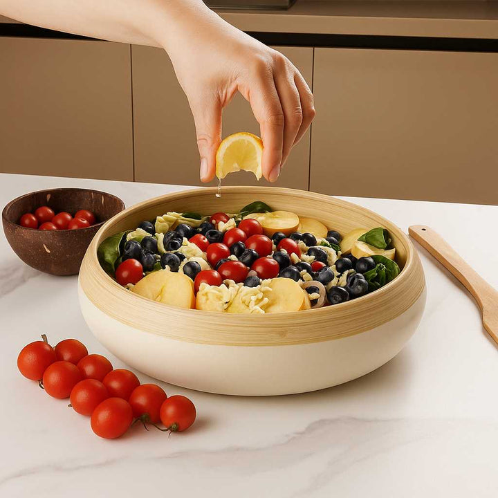 XL Bamboo Serving Bowl - Off White