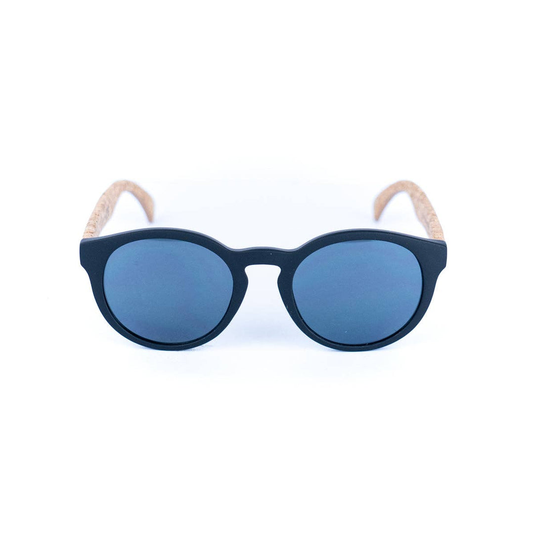 Women's Black Cork Sunglasses with UV Protection Lenses