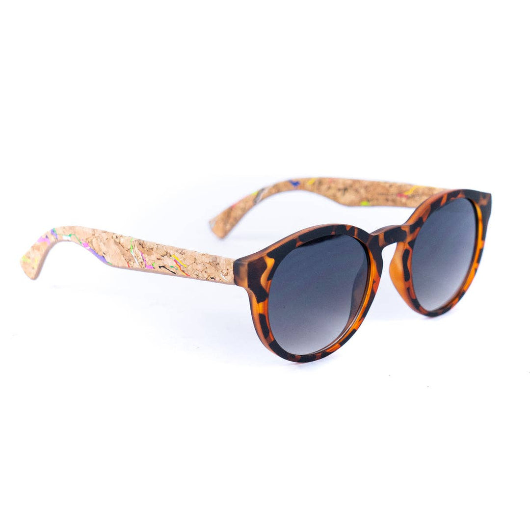 Women's Leopard Print Cork Sunglasses with UV Protection Lenses