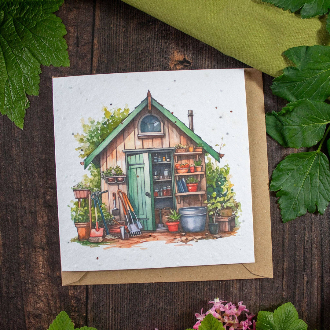 Plantable Greetings Card - Garden Shed & Tools